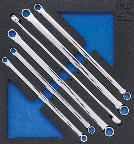 Werkstattwageneinlage 2/3: Doppel-Ringschlüssel-Satz, extra lang, SW 10 x  11 - 22 x 24 mm